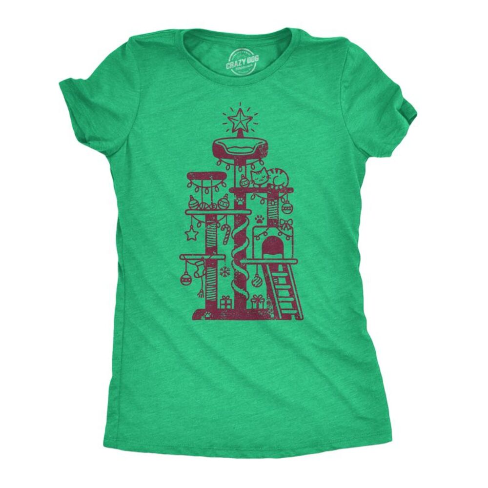 Womens Funny T Shirts Cat Tree Christmas Cute Tee For Ladies